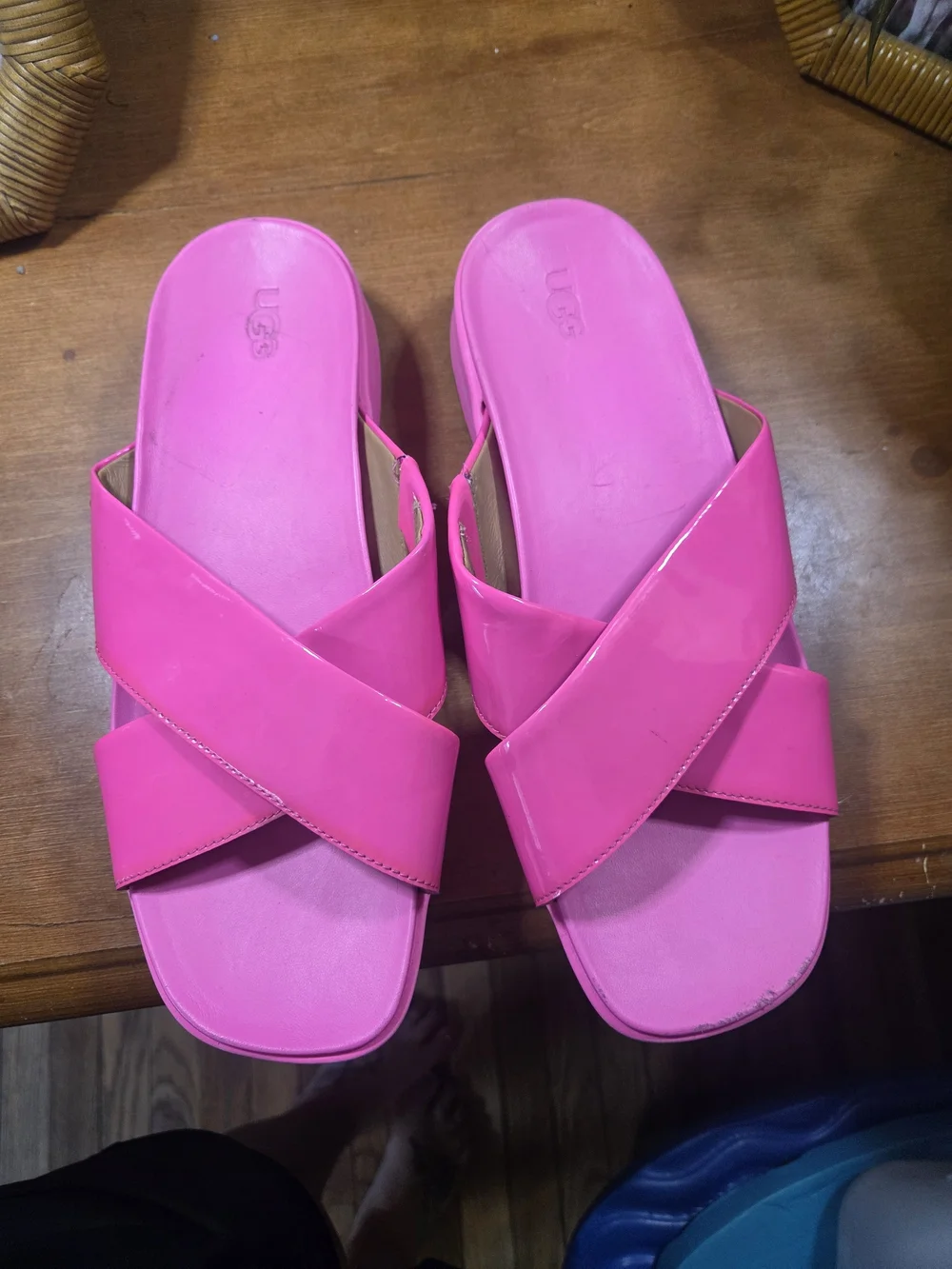 UGG Women’s Hot Pink Crossband Slide Sandals